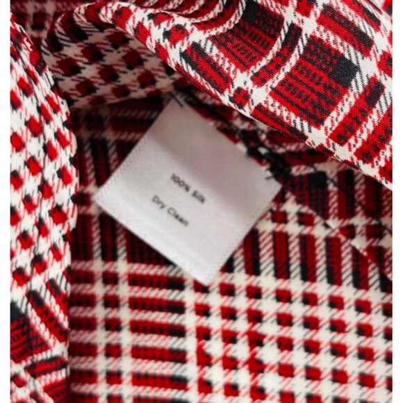 Talbots Women's Red Plaid Sleeveless Top Size 4 Blouse Silk Loose Fit - Picture 3 of 5